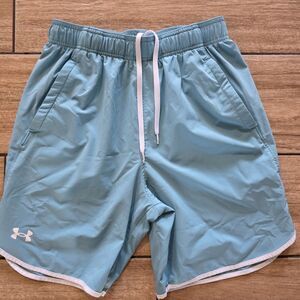 Under Armour Blue Running Shorts Men's Size Small Drawstring Pockets